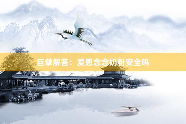 巨擘解答：爱恩念念奶粉安全吗